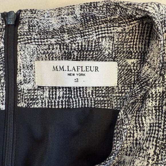 MM Lafleur Midi Sheath Dress Womens Size 3X Black White Print Office Career - Picture 4 of 7